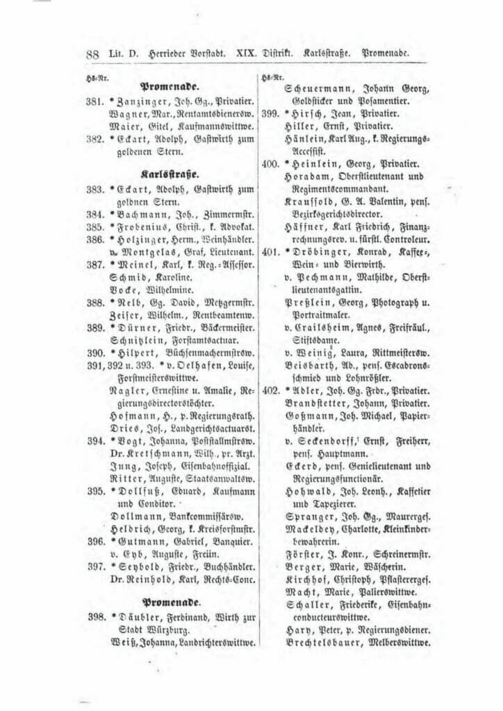 Adressbuch von 1865